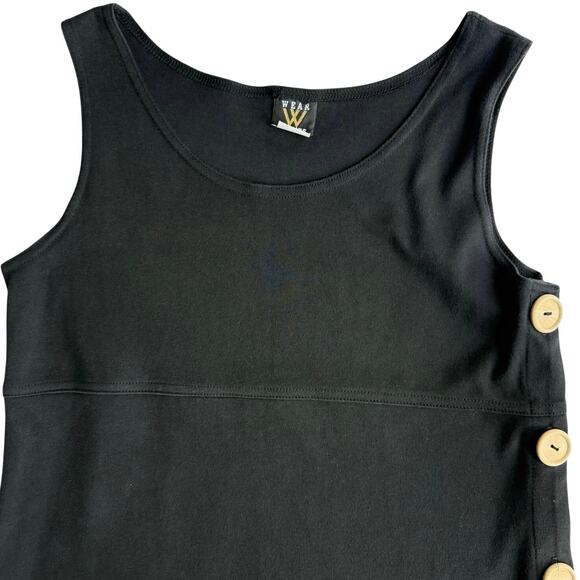Wear Abouts Black Button Side Sleeveless Cotton Midi Dress Women’s Medium - Picture 6 of 8
